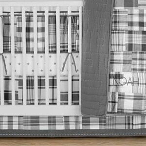 NWT Pottery Barn Baby Gray and White Madras Plaid Crib Skirt